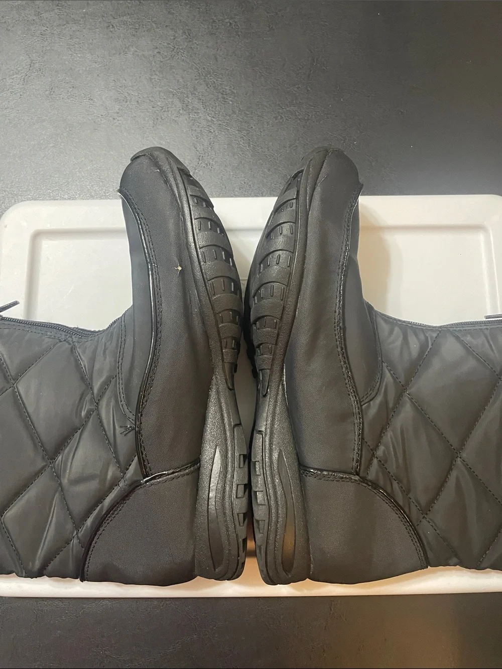 Black Quilted Winter Boots Sz. 11 great condition